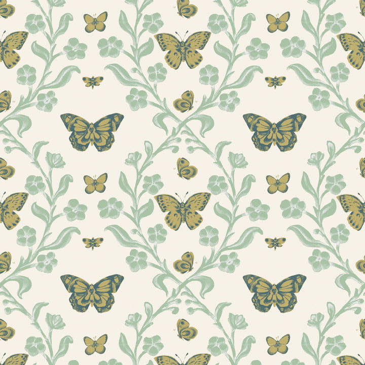 Butterfly Garden - Summer Greens Wallpaper