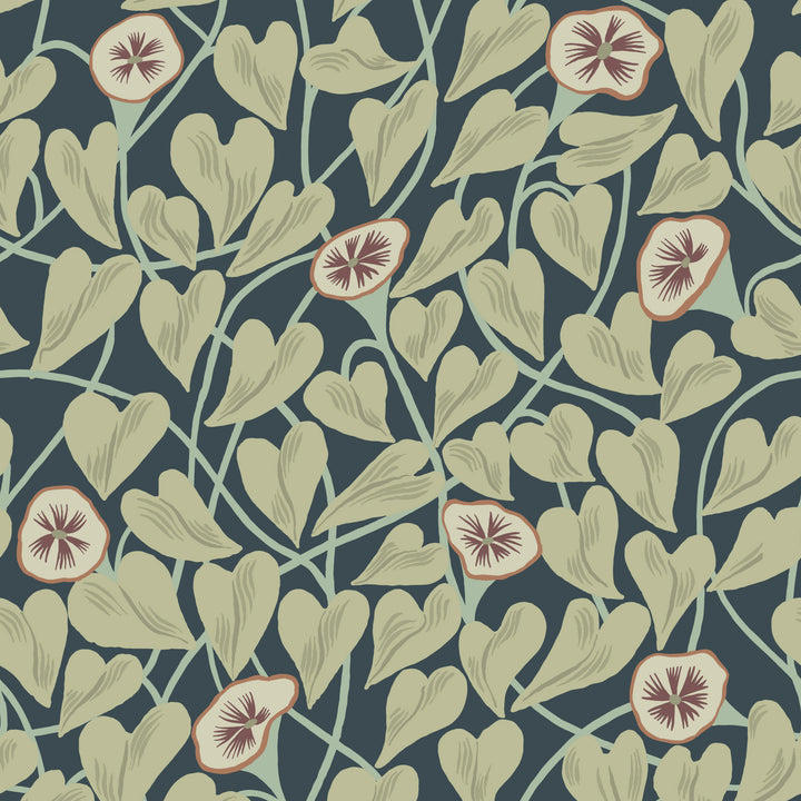 Climbing Vine - Moonlit Green Wallpaper