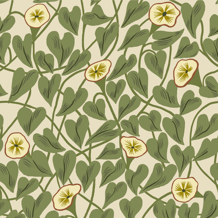 Climbing Vine - Taupe Green Wallpaper