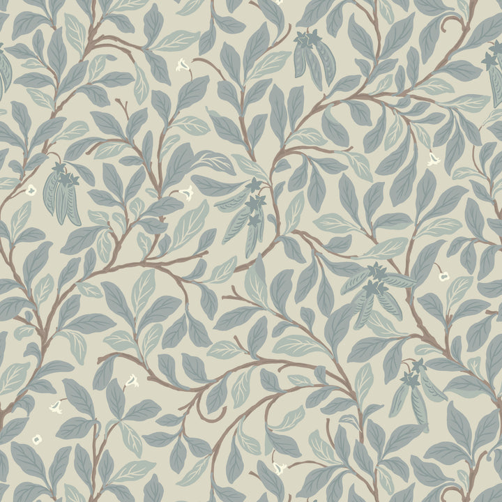 Leaf and Pod - Linen Stone Wallpaper