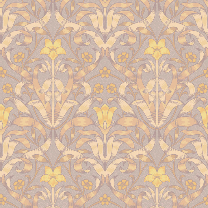 Ribbon Lily - Dusty Lilac Wallpaper