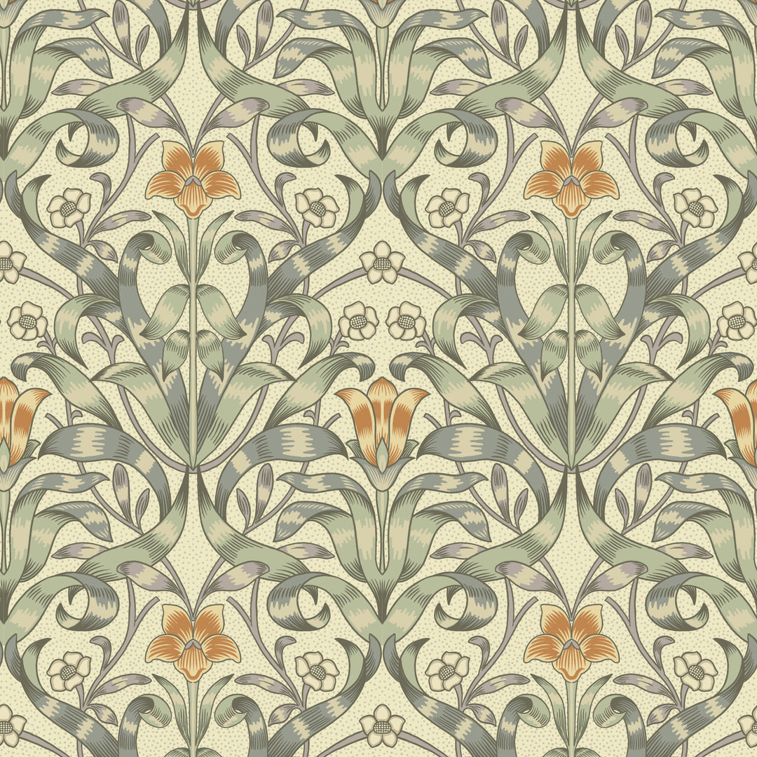 Ribbon Lily - Traditional Taupe Wallpaper