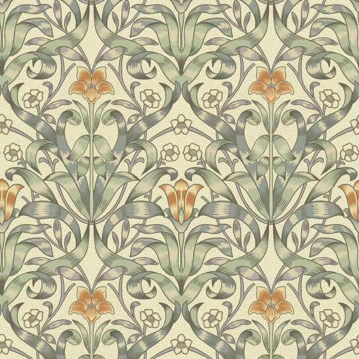 Ribbon Lily - Traditional Taupe Wallpaper