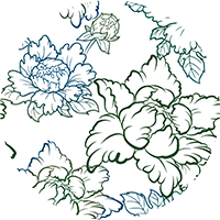 Peony - Green & Blue Floral Wallpaper by Bohemian Bungalow