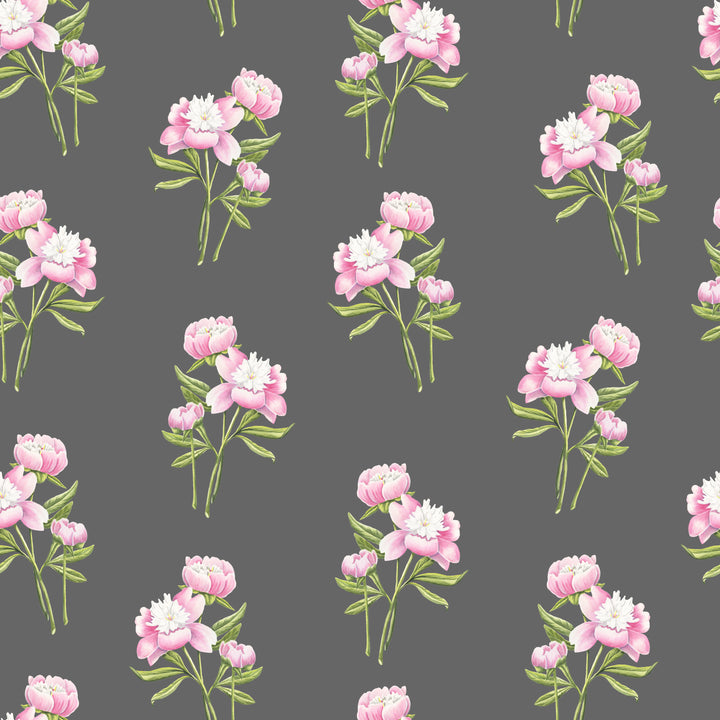Peony Bouquet - Gray Floral Wallpaper by Cara's Garden