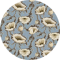 Poppy Bloom - Brownstone Blue Floral Wallpaper