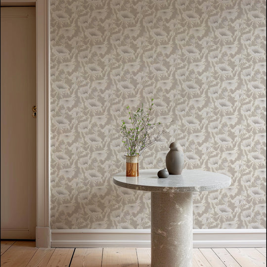 Poppy Bloom - Desert Linen Floral Wallpaper – Mitchell Black