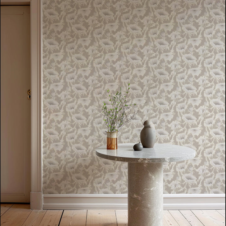 Poppy Bloom - Desert Linen Floral Wallpaper