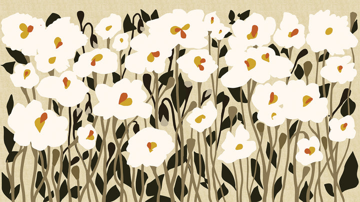 Poppy Fields Floral Wall Mural - Desert Bloom