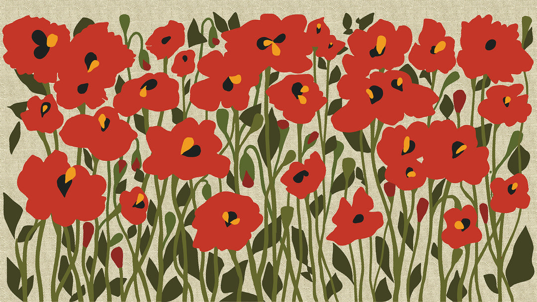 Poppy Fields Floral Wall Mural - Red Horizon