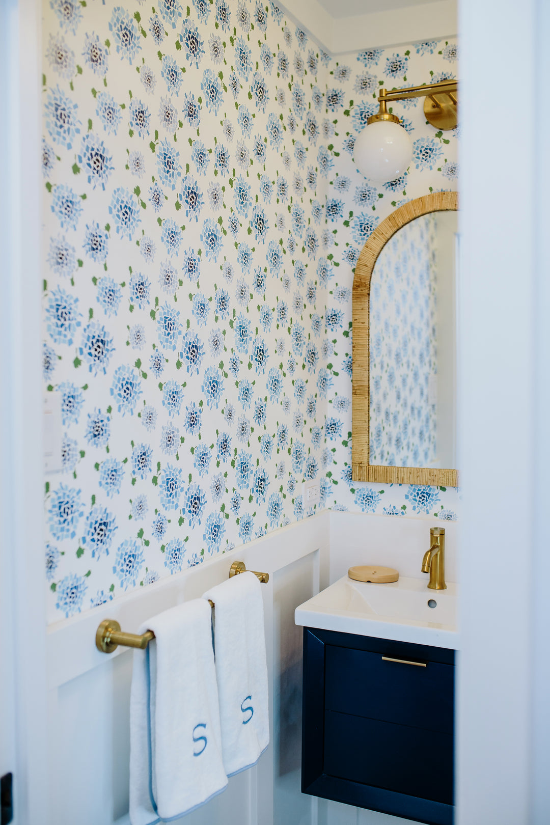 Fifty States Hydrangea - Blue Floral Wallpaper by Honey + Hank