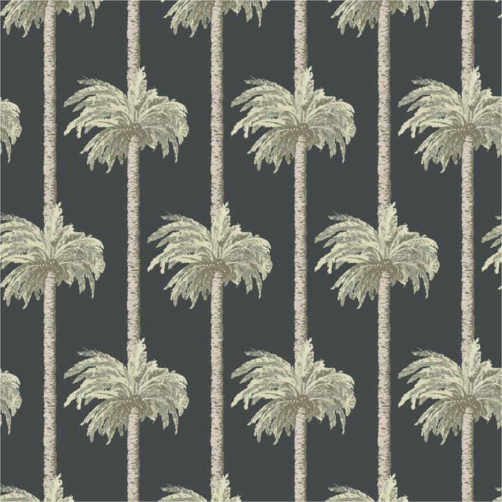Retro Tiki Palm Trees - Black Wallpaper