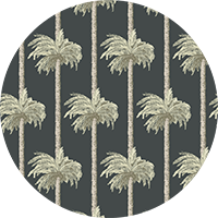 Retro Tiki Palm Trees - Linen Wallpaper