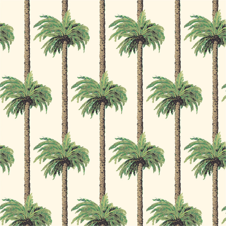Retro Tiki Palm Trees - Linen Wallpaper
