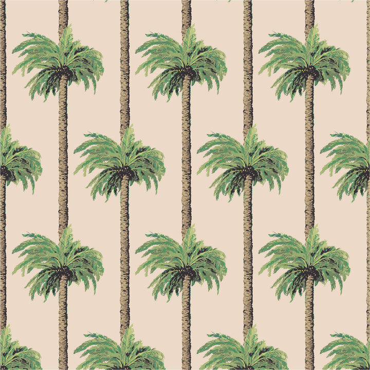Retro Tiki Palm Trees - Tan Wallpaper