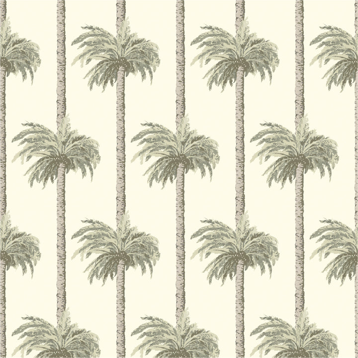 Retro Tiki Palm Trees - Sunbleached Beige Wallpaper