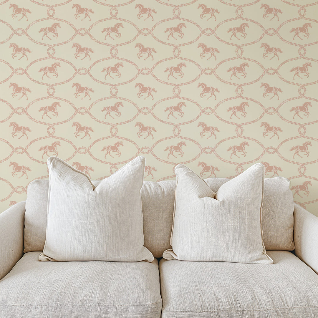 Rider's Knot - Seafoam Blush Wallpaper