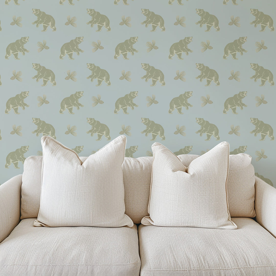 Roaming Black Bear - Frosted Blue Wallpaper