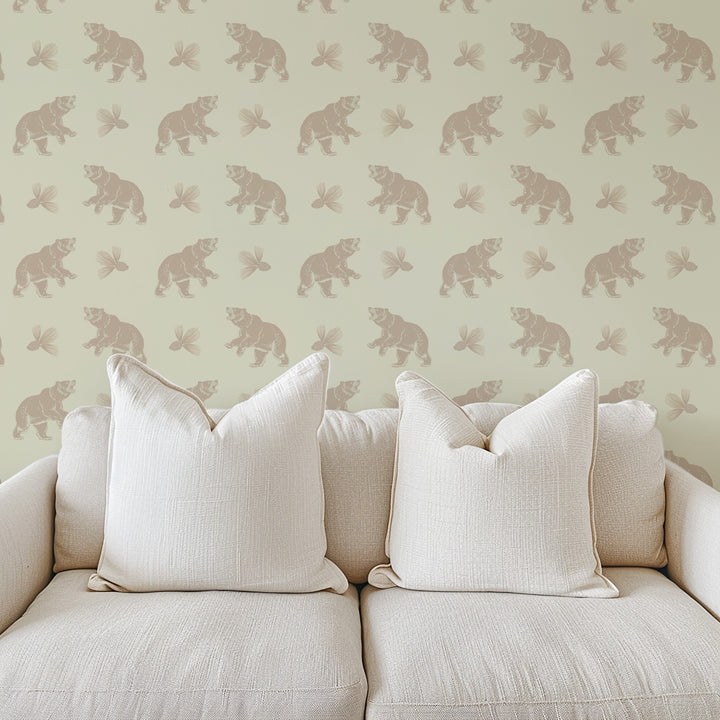 Roaming Black Bear - Pale Rosewood Wallpaper