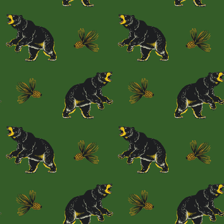 Roaming Black Bear - Prep Forest Green Wallpaper