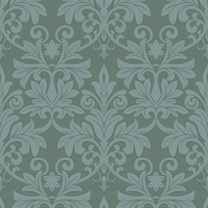Rococo Relief - Blue Green Wallpaper