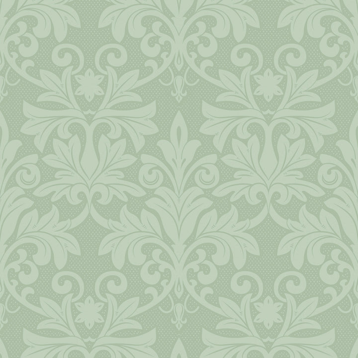 Rococo Relief - Misty Green Wallpaper