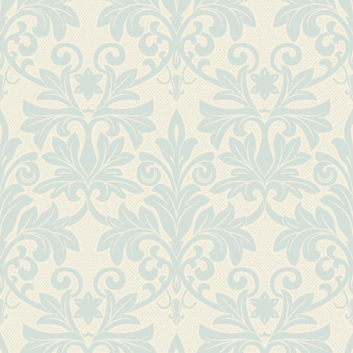 Rococo Relief - Pale Blue Gray Wallpaper
