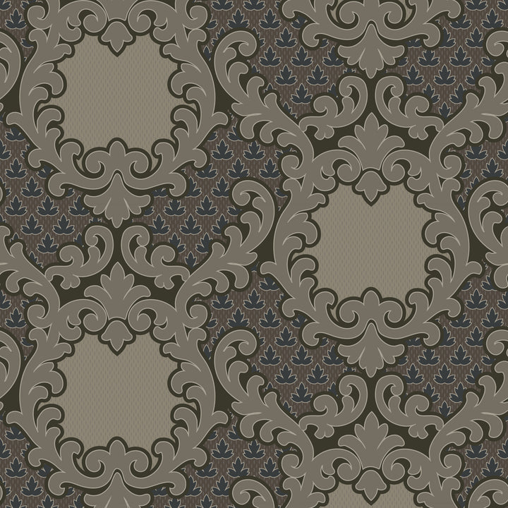 Shadow Leaf Damask - Drywood Wallpaper