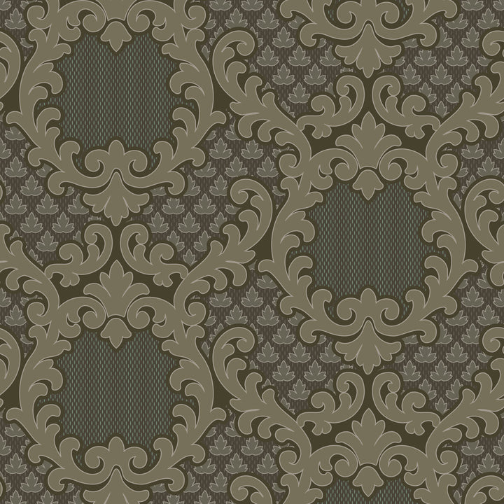 Shadow Leaf Damask - Smoke Room Wallpaper