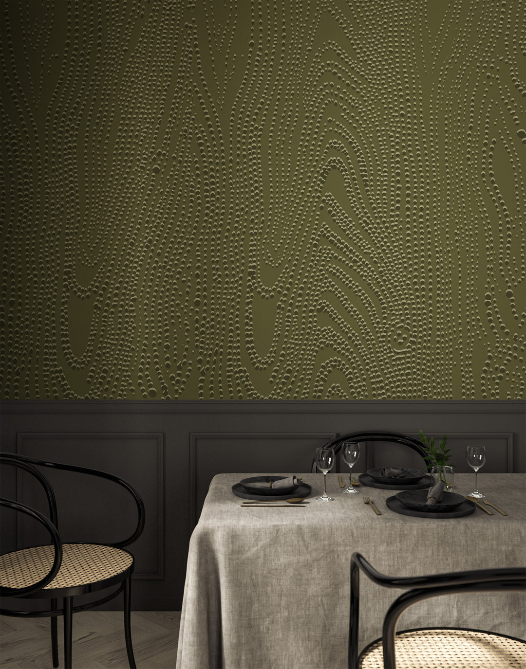 Shagreen Waves Wall Mural - Olive