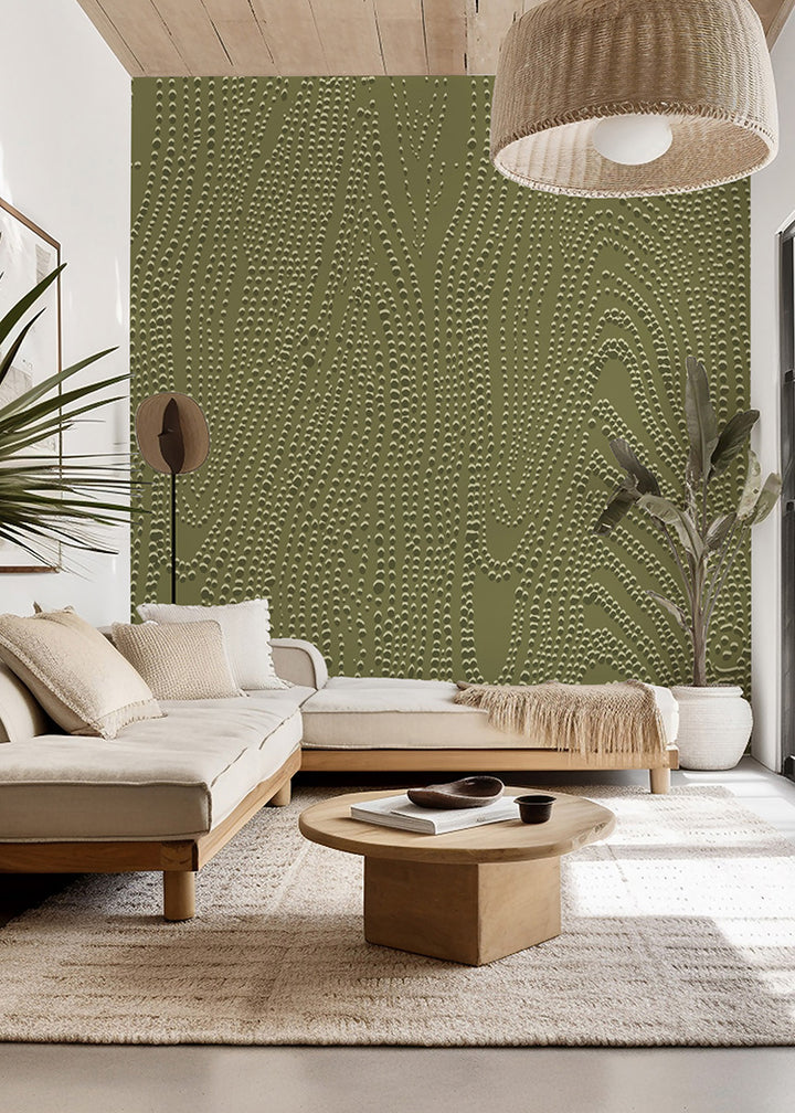 Shagreen Waves Wall Mural - Olive