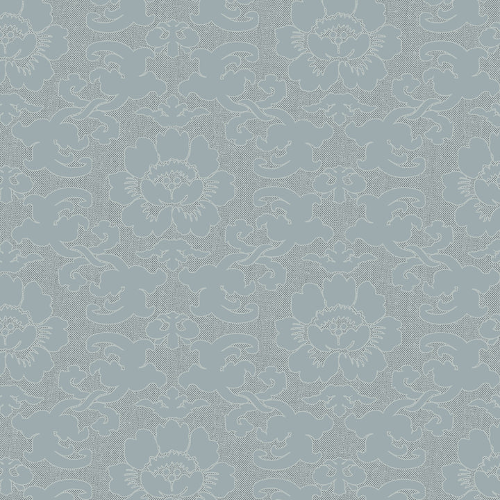 Silken Poppy - Faded Denim Wallpaper