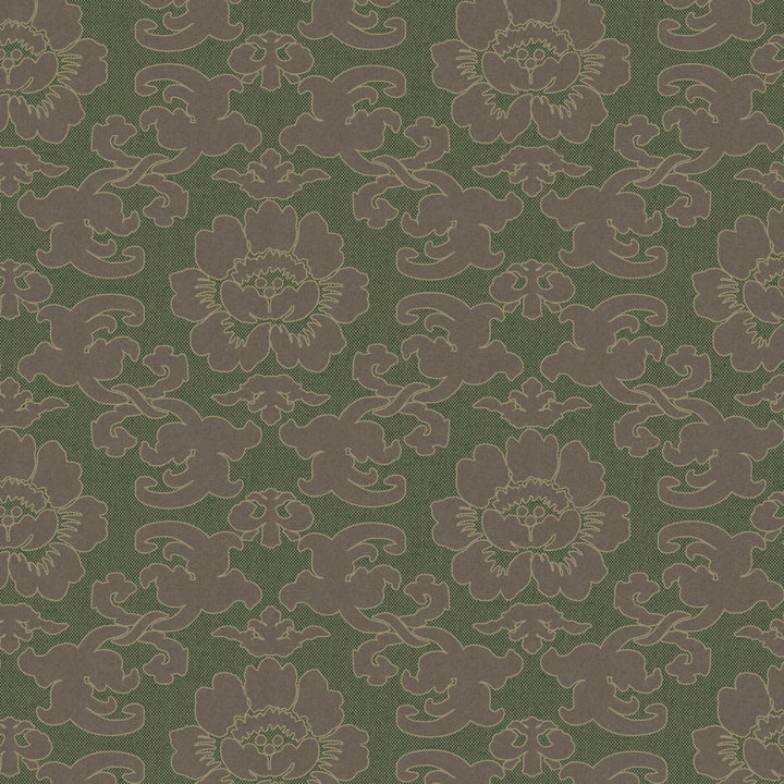Silken Poppy - Hunstman Green Wallpaper