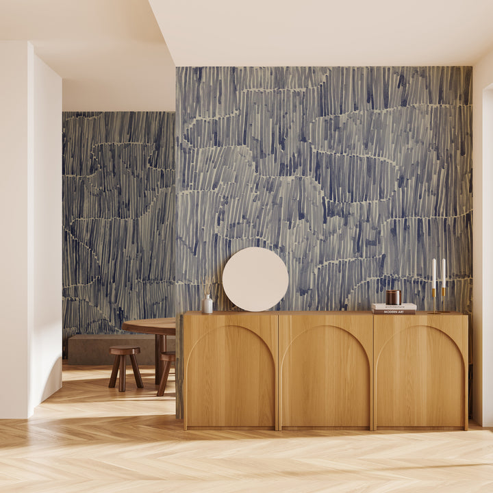 Stacked Wallpaper Mural - Prussian Blue