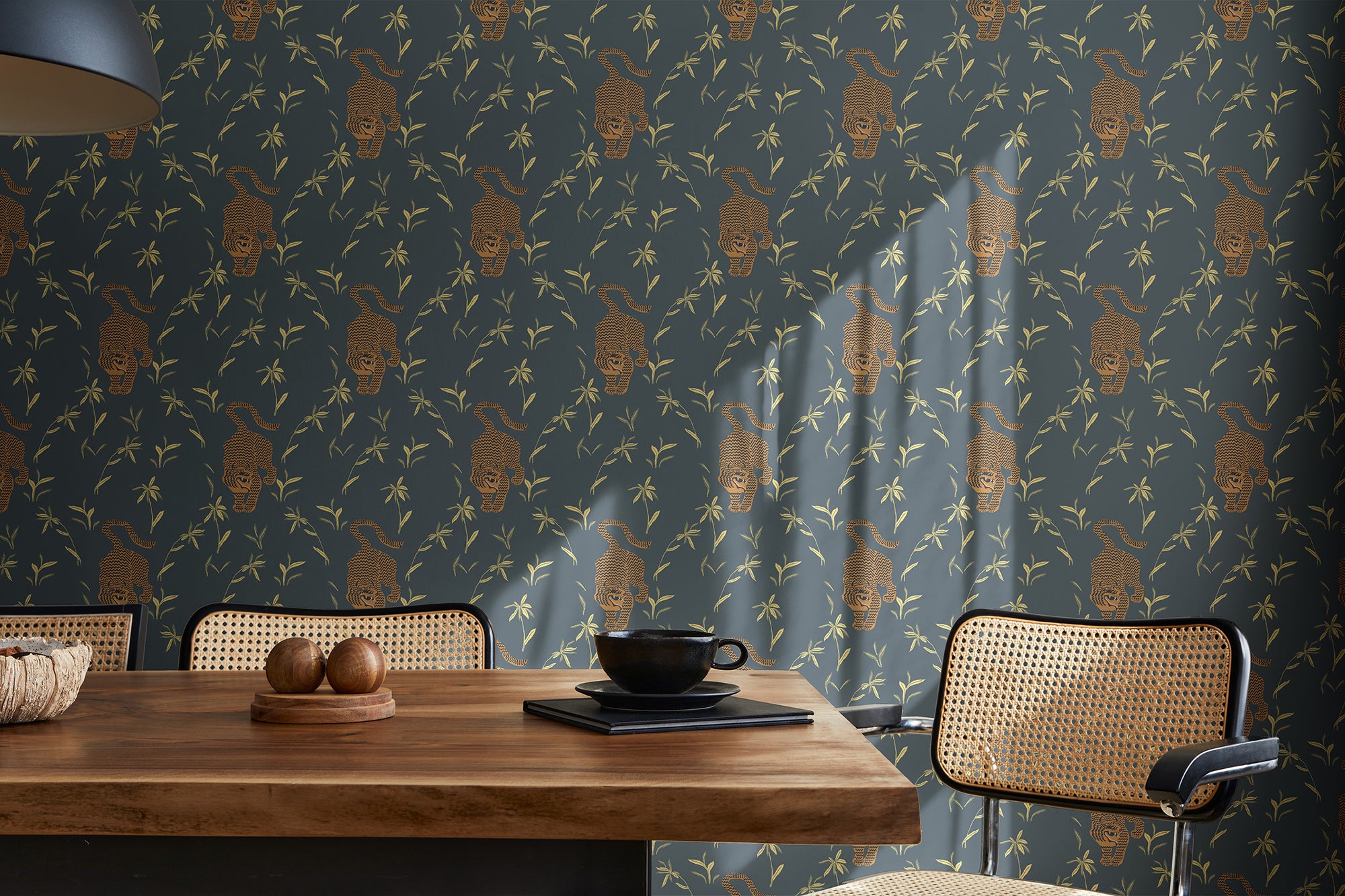 Stalking Tiger  Dark Moss Wallpaper  Mitchell Black