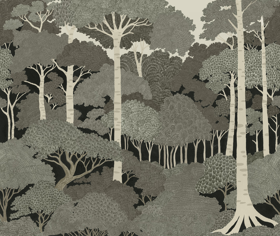 Storybook Forest Wall Mural - Sepia