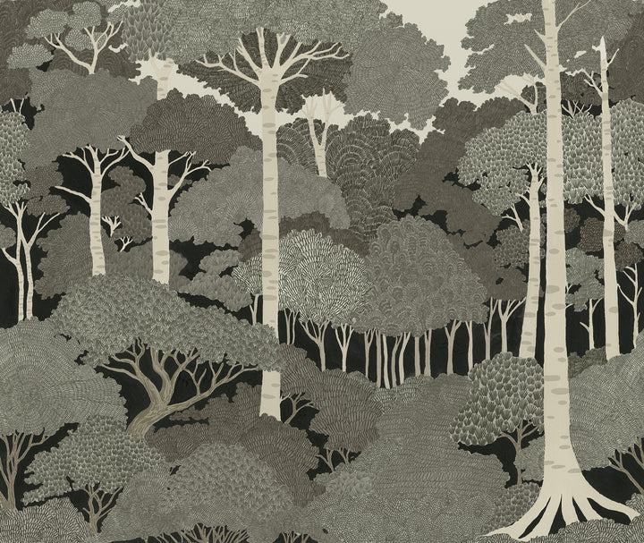 Storybook Forest Wall Mural - Sepia