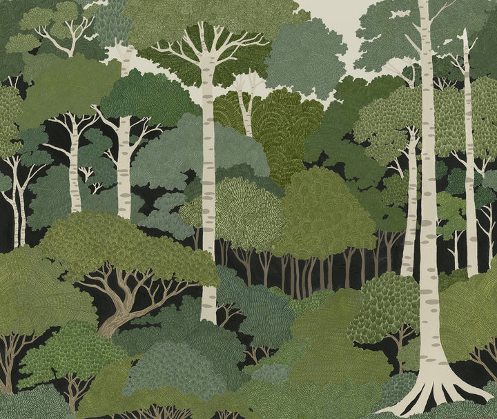 Storybook Forest Wall Mural - Spring Green