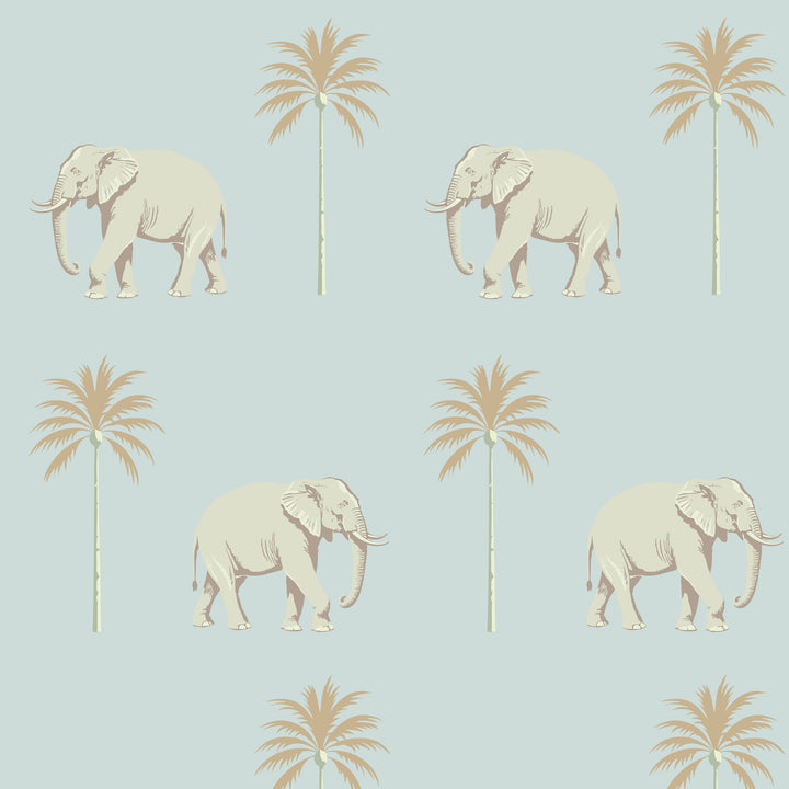 Strolling Elephant - Blue Pearl Wallpaper