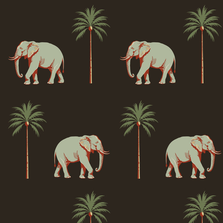 Strolling Elephant - Onyx Noir Wallpaper