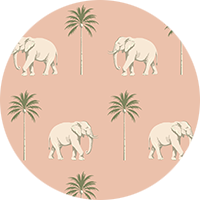 Strolling Elephant - Emerald Green Wallpaper