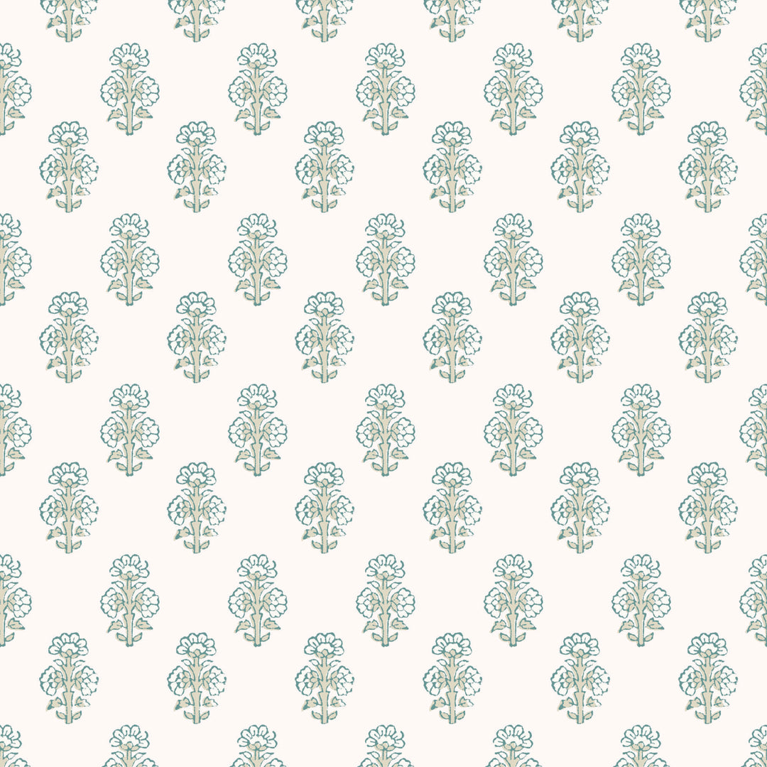 Talelayo - Light Blue and Green Floral Wallpaper by August Table