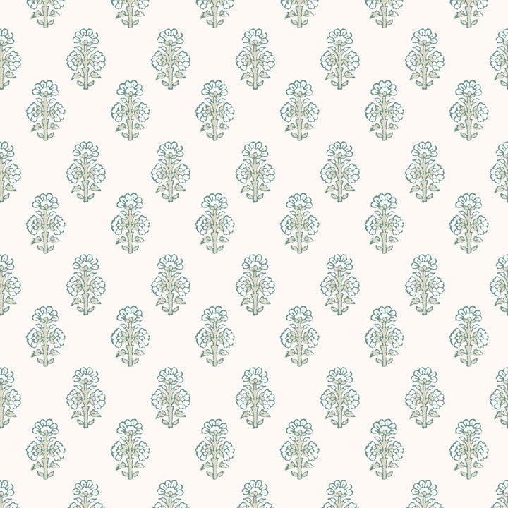 Talelayo - Light Blue and Green Floral Wallpaper by August Table