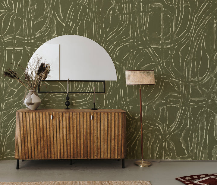 Tangle Wall Mural - Olive