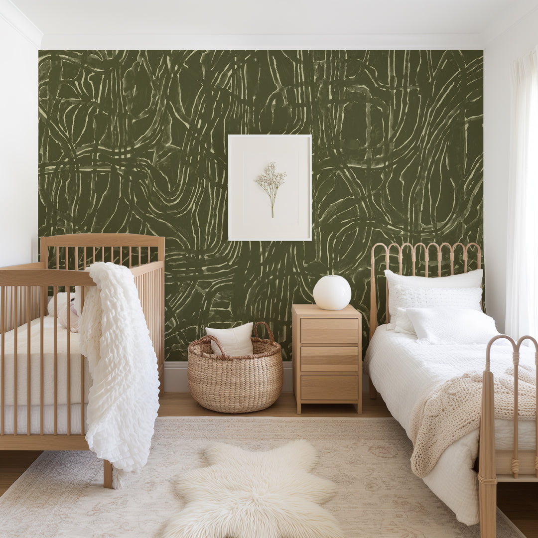 Tangle Wall Mural - Olive