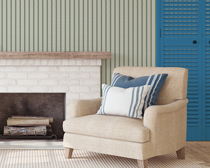 Tennessee Bamboo Stripes - Olive Wallpaper by Honey + Hank