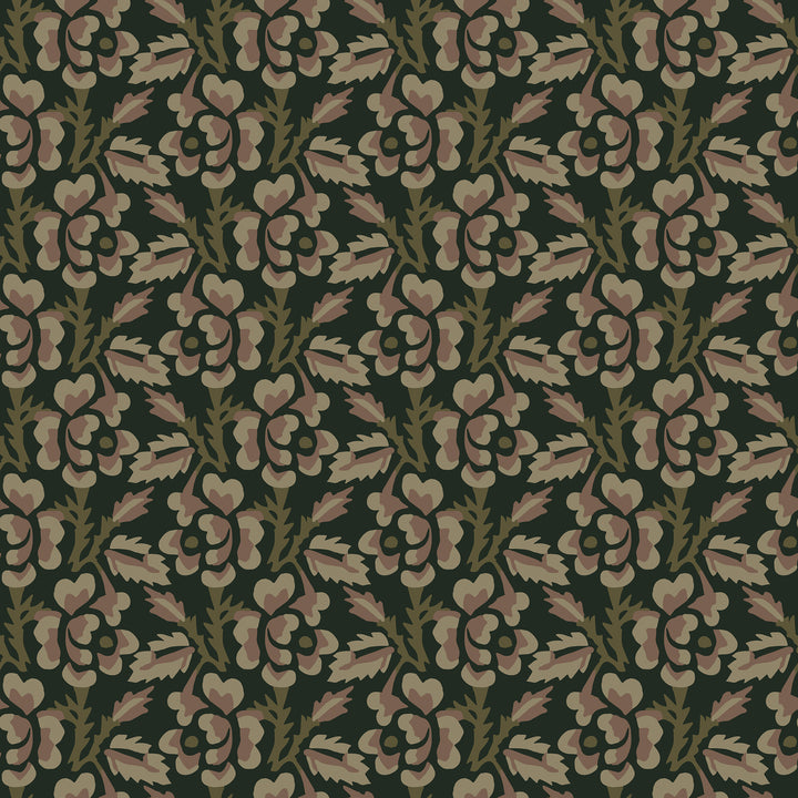 Thorn & Blossom - Black Forest Floral Wallpaper