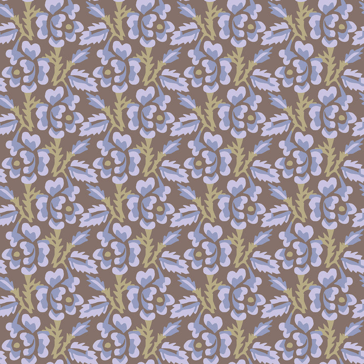 Thorn & Blossom - Brown Lavender Floral Wallpaper