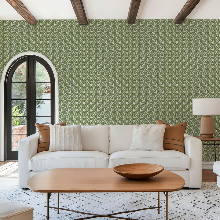 Thorn & Blossom - Garden Green Floral Wallpaper