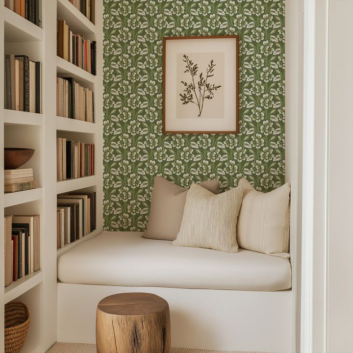 Thorn & Blossom - Garden Green Floral Wallpaper